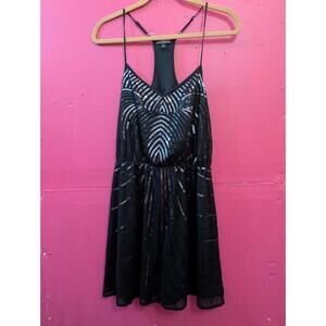 Express Black Gunmetal Sequin Short Tank Dress Racerback M